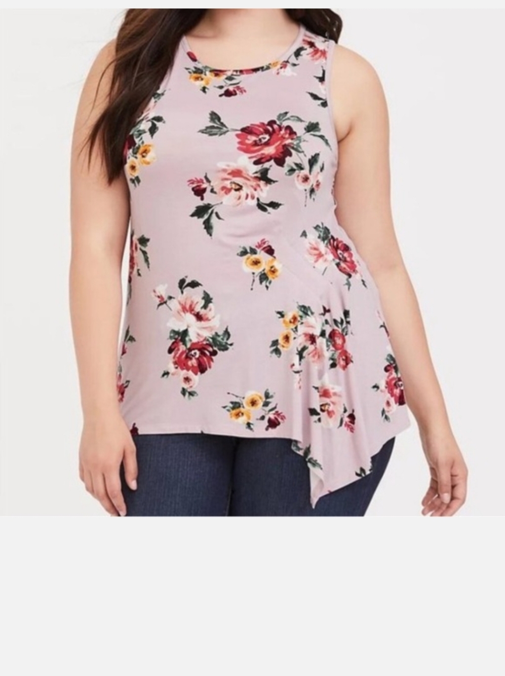 Torrid Super Soft Asymmetrical Tank Lilac Floral Size 1 (1X /14-16)